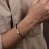 14K Yellow Gold and 4mm Onyx Beaded Bracelet with Anchor