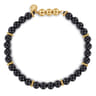 14K Yellow Gold and 6mm Black Onyx Beaded Bracelet