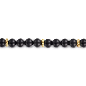 14K Yellow Gold and 6mm Black Onyx Beaded Bracelet