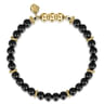 14K Yellow Gold and 6mm Black Onyx Beaded Bracelet