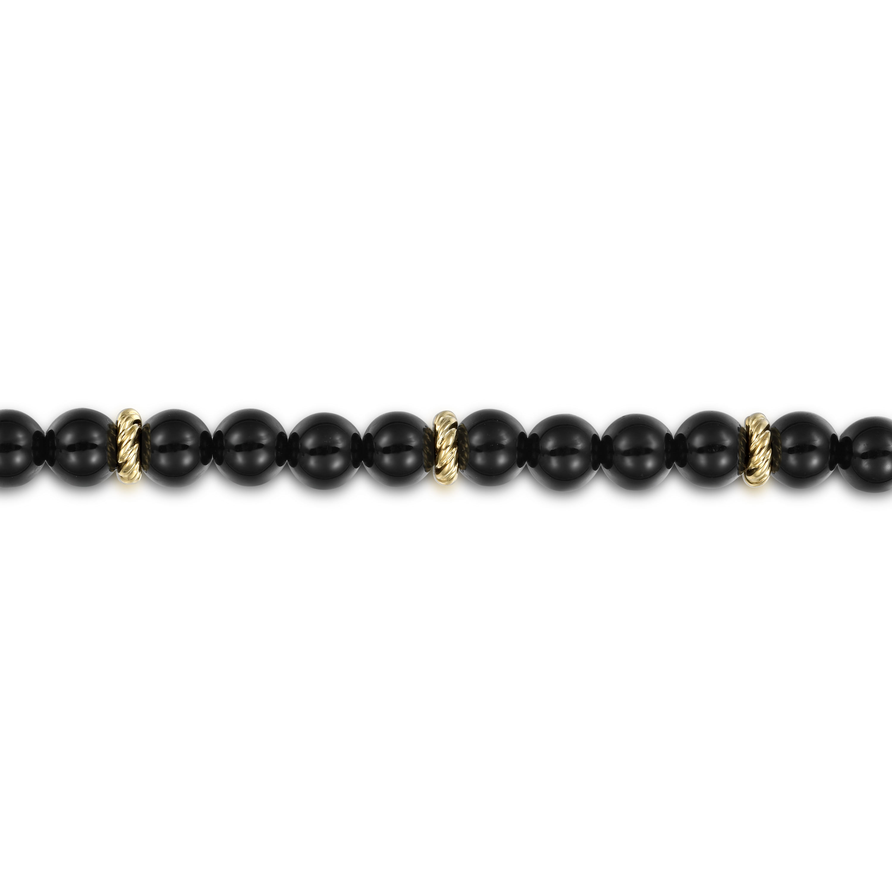 14K Yellow Gold and 6mm Black Onyx Beaded Bracelet - Shot 2