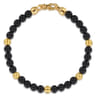 14K Yellow Gold and 6mm Black Titanium Sandblast Men's Beaded Bracelet
