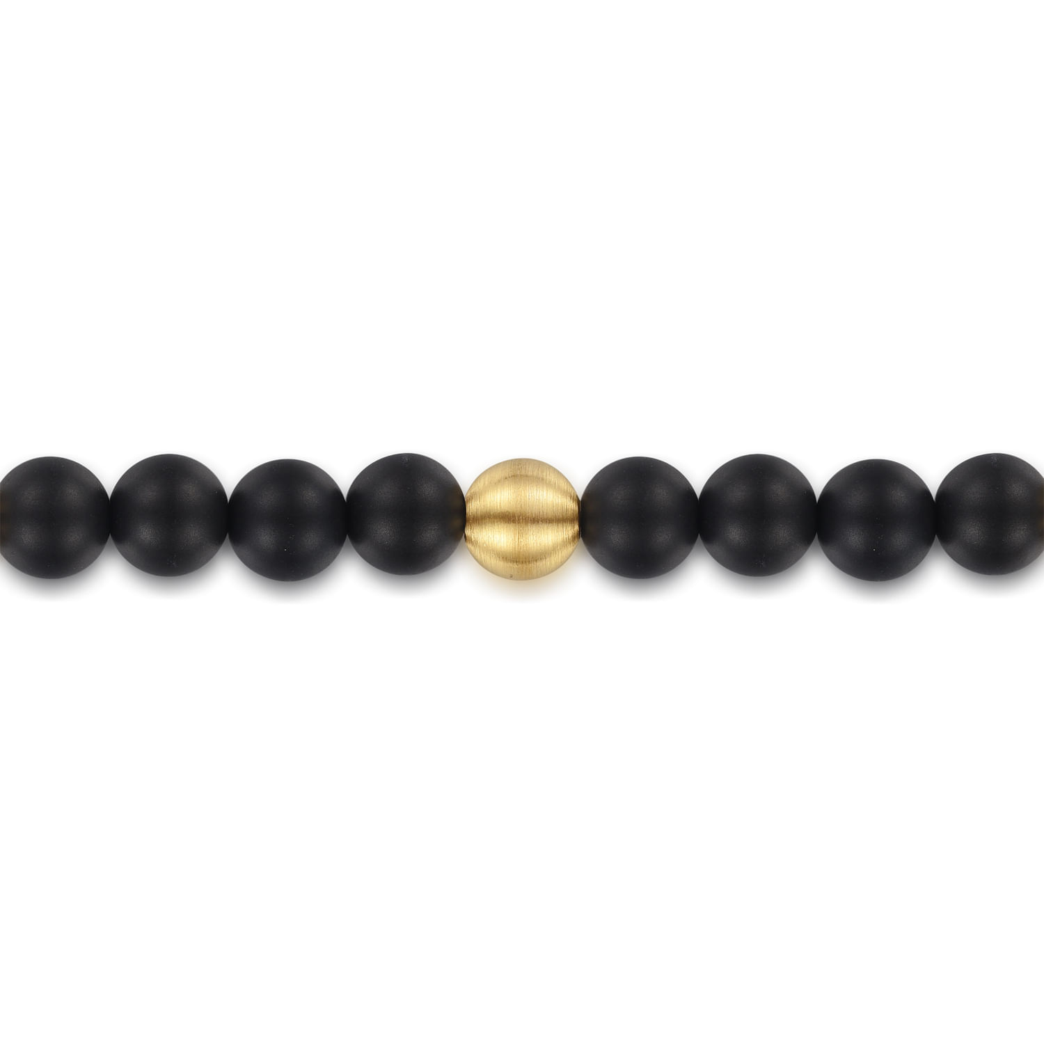 14K Yellow Gold and 6mm Black Titanium Sandblast Men's Beaded Bracelet