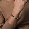 14K Yellow Gold and 6mm Black Titanium Sandblast Men's Beaded Bracelet
