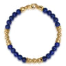 14K Yellow Gold and 6mm Lapis Beaded Station Bracelet