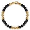 14K Yellow Gold and 6mm Matte Onyx Beaded Station Bracelet