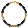 14K Yellow Gold and 6mm Matte Onyx Beaded Station Bracelet