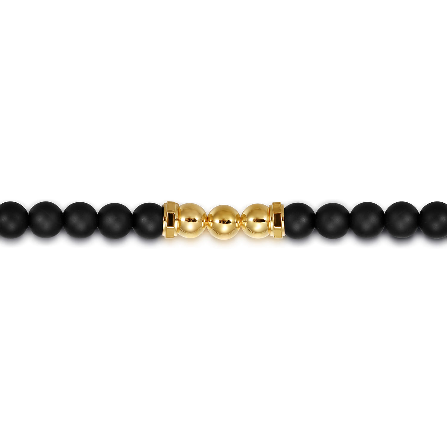 14K Yellow Gold and 6mm Matte Onyx Beaded Station Bracelet - Shot 2
