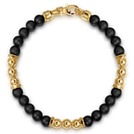 14K Yellow Gold and 6mm Matte Onyx Beaded Station Bracelet