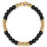 14K Yellow Gold and 6mm Matte Onyx Beaded Station Bracelet