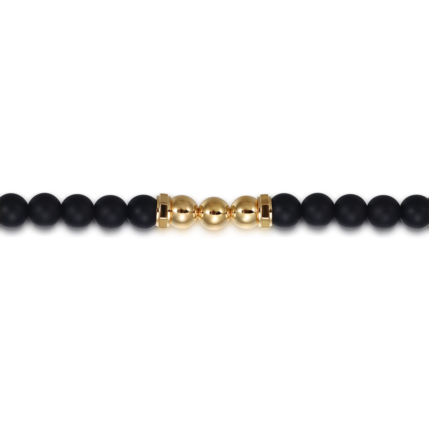 14K Yellow Gold and 6mm Matte Onyx Beaded Station Bracelet