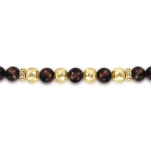 14K Yellow Gold and 6mm Tiger Eye Beaded Bracelet