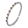 14K Yellow Gold and 925 Sterling Silver Amethyst Bezel Set Bujukan Split Bangle Bracelet