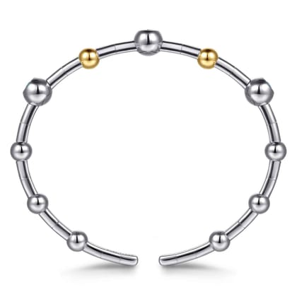 14K Yellow Gold and 925 Sterling Silver Blue Topaz Bezel Bujukan Bangle