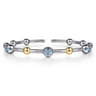 14K Yellow Gold and 925 Sterling Silver Blue Topaz Bezel Bujukan Bangle