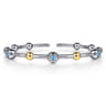 14K Yellow Gold and 925 Sterling Silver Blue Topaz Bezel Bujukan Bangle