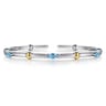 14K Yellow Gold and 925 Sterling Silver Blue Topaz Bujukan Bangle Bracelet
