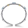 14K Yellow Gold and 925 Sterling Silver Blue Topaz Bujukan Bangle Bracelet
