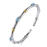 14K Yellow Gold and 925 Sterling Silver Blue Topaz Bujukan Bangle Bracelet