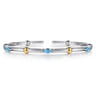 14K Yellow Gold and 925 Sterling Silver Blue Topaz Bujukan Bangle Bracelet