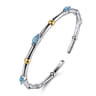 14K Yellow Gold and 925 Sterling Silver Blue Topaz Bujukan Bangle Bracelet