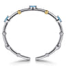 14K Yellow Gold and 925 Sterling Silver Blue Topaz Bujukan Bangle Bracelet