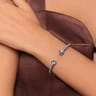 14K Yellow Gold and 925 Sterling Silver Blue Topaz Bujukan Open Bangle