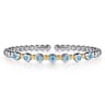 14K Yellow Gold and 925 Sterling Silver BlueTopaz Bezel Set Bujukan Split Bangle Bracelet