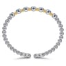 14K Yellow Gold and 925 Sterling Silver BlueTopaz Bezel Set Bujukan Split Bangle Bracelet