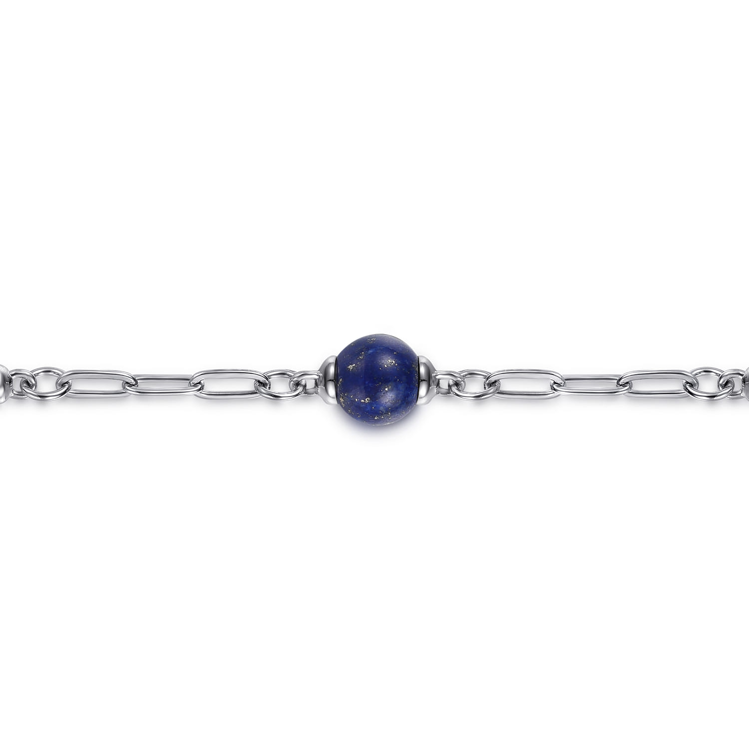 14K Yellow Gold and 925 Sterling Silver Brush Bujukan Beads and Lapis Station Bracelet - Shot 2