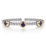 14K Yellow Gold and 925 Sterling Silver Bujukan Amethyst Bangle Bracelet