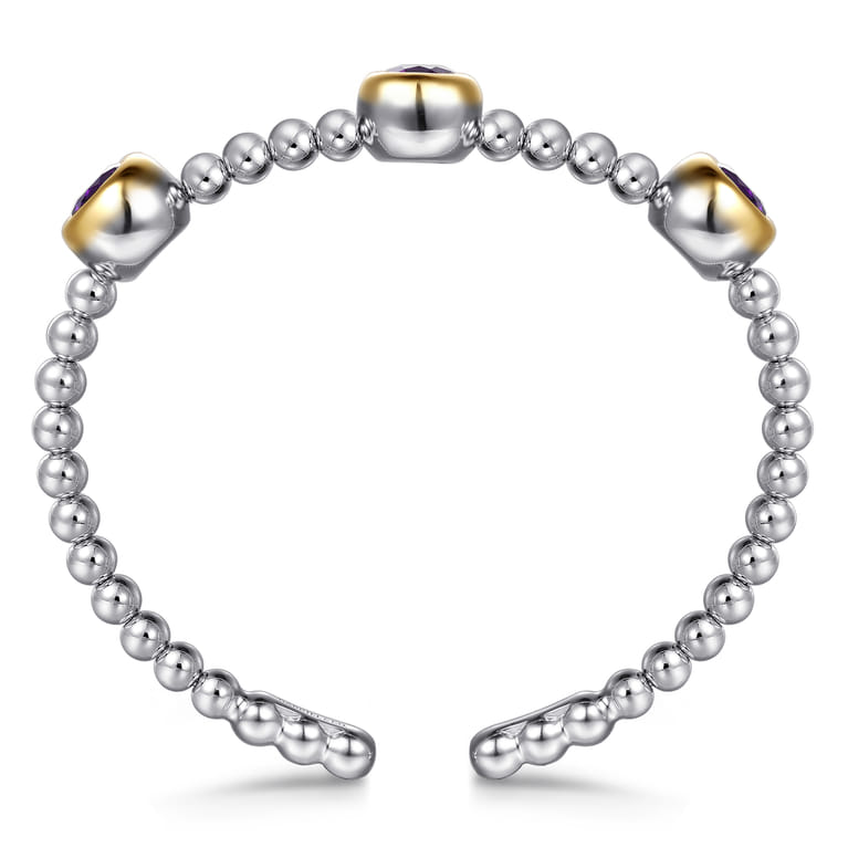14K Yellow Gold and 925 Sterling Silver Bujukan Amethyst Bangle Bracelet - Shot 3