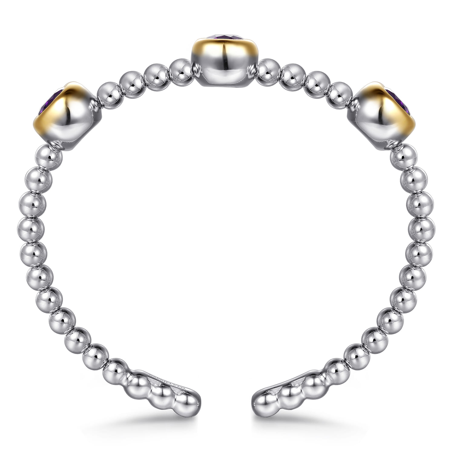 14K Yellow Gold and 925 Sterling Silver Bujukan Amethyst Bangle Bracelet