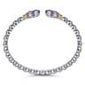 14K Yellow Gold and 925 Sterling Silver Bujukan Amethyst Open Bangle Bracelet
