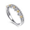 14K Yellow Gold and 925 Sterling Silver Bujukan Ball White Sapphire Easy Stackable Ring