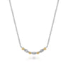 14K Yellow Gold and 925 Sterling Silver Bujukan Ball White Sapphire Maquise Bar Necklace