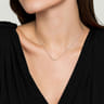 14K Yellow Gold and 925 Sterling Silver Bujukan Ball White Sapphire Maquise Bar Necklace