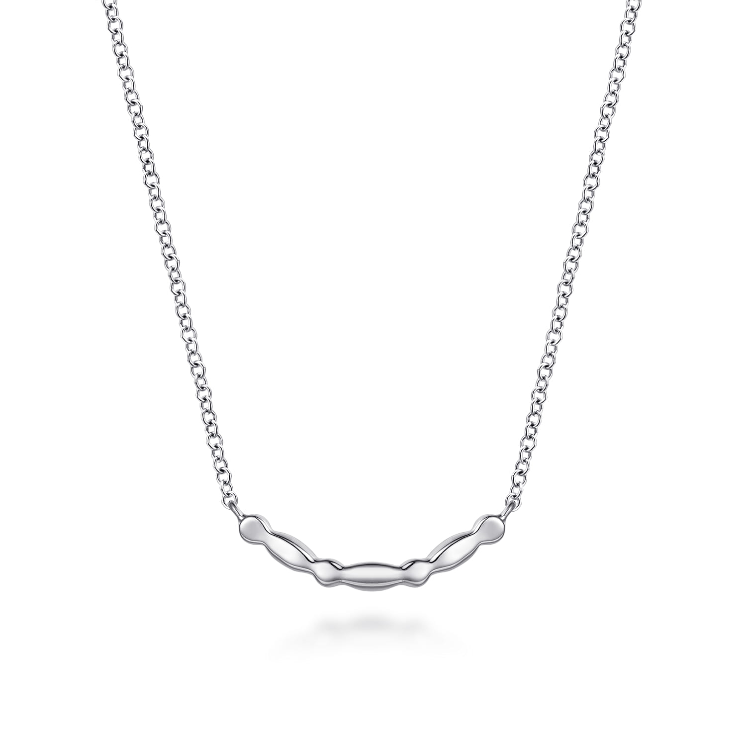 14K Yellow Gold and 925 Sterling Silver Bujukan Ball White Sapphire Maquise Bar Necklace - Shot 5