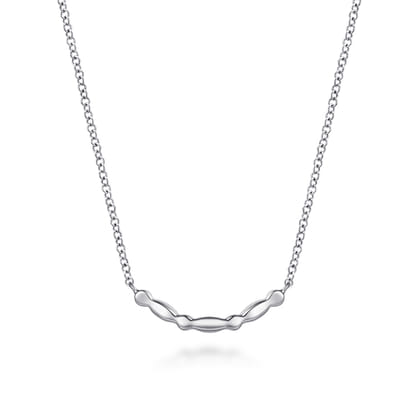 14K Yellow Gold and 925 Sterling Silver Bujukan Ball White Sapphire Maquise Bar Necklace