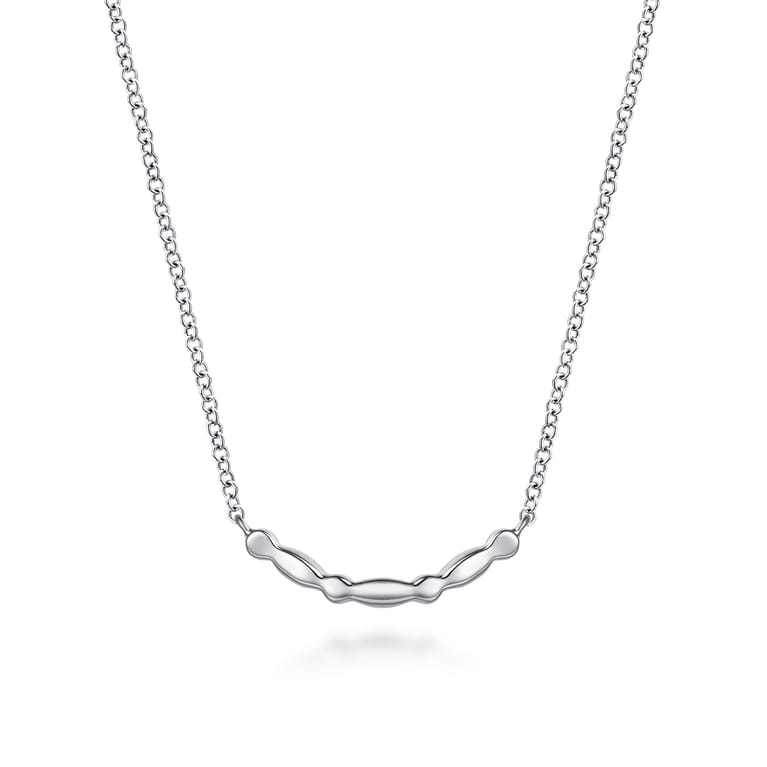 14K Yellow Gold and 925 Sterling Silver Bujukan Ball White Sapphire Maquise Bar Necklace - Shot 5