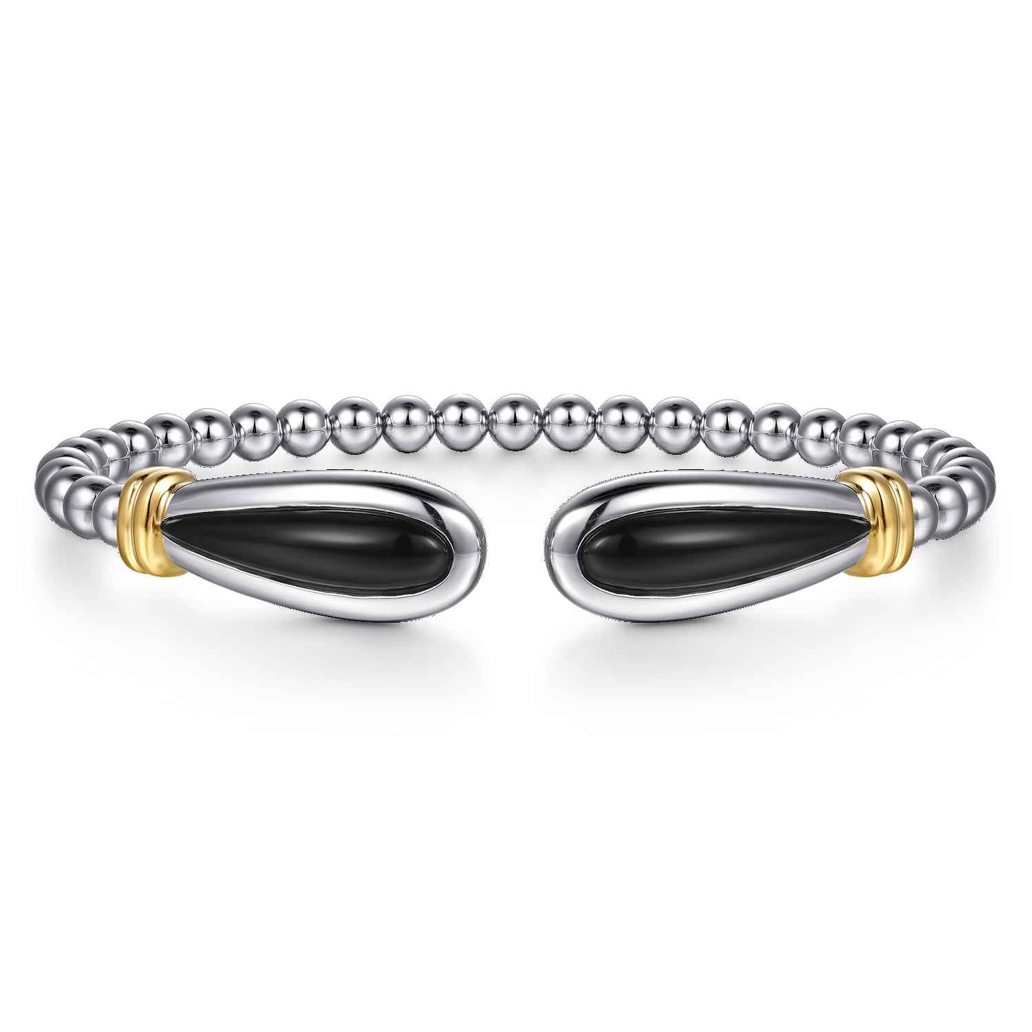 14K Yellow Gold and 925 Sterling Silver Bujukan Bangle Bracelet with Black Onyx - Shot 1