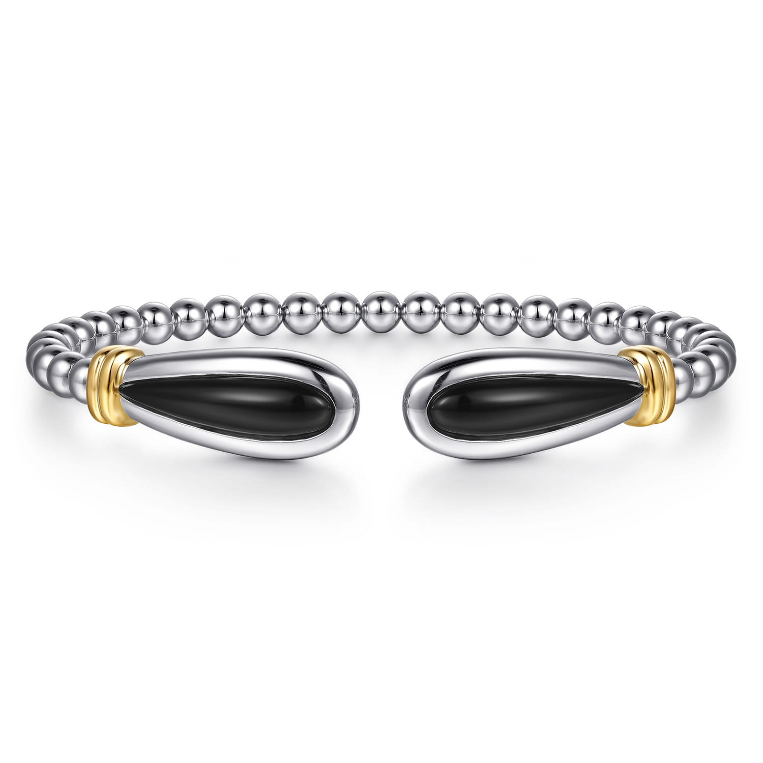 14K Yellow Gold and 925 Sterling Silver Bujukan Bangle Bracelet with Black Onyx - Shot 1