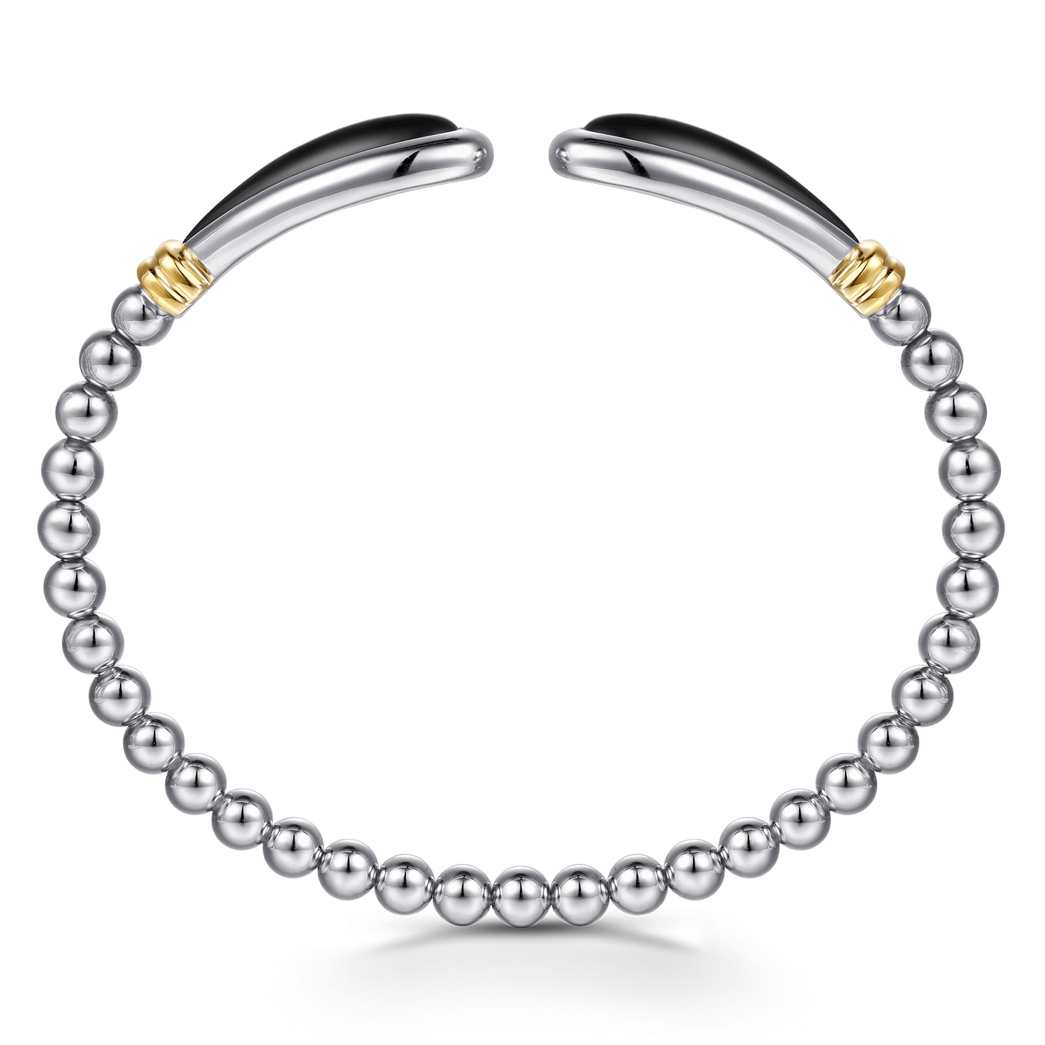 14K Yellow Gold and 925 Sterling Silver Bujukan Bangle Bracelet with Black Onyx - Shot 3