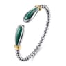14K Yellow Gold and 925 Sterling Silver Bujukan Bangle with Malachite
