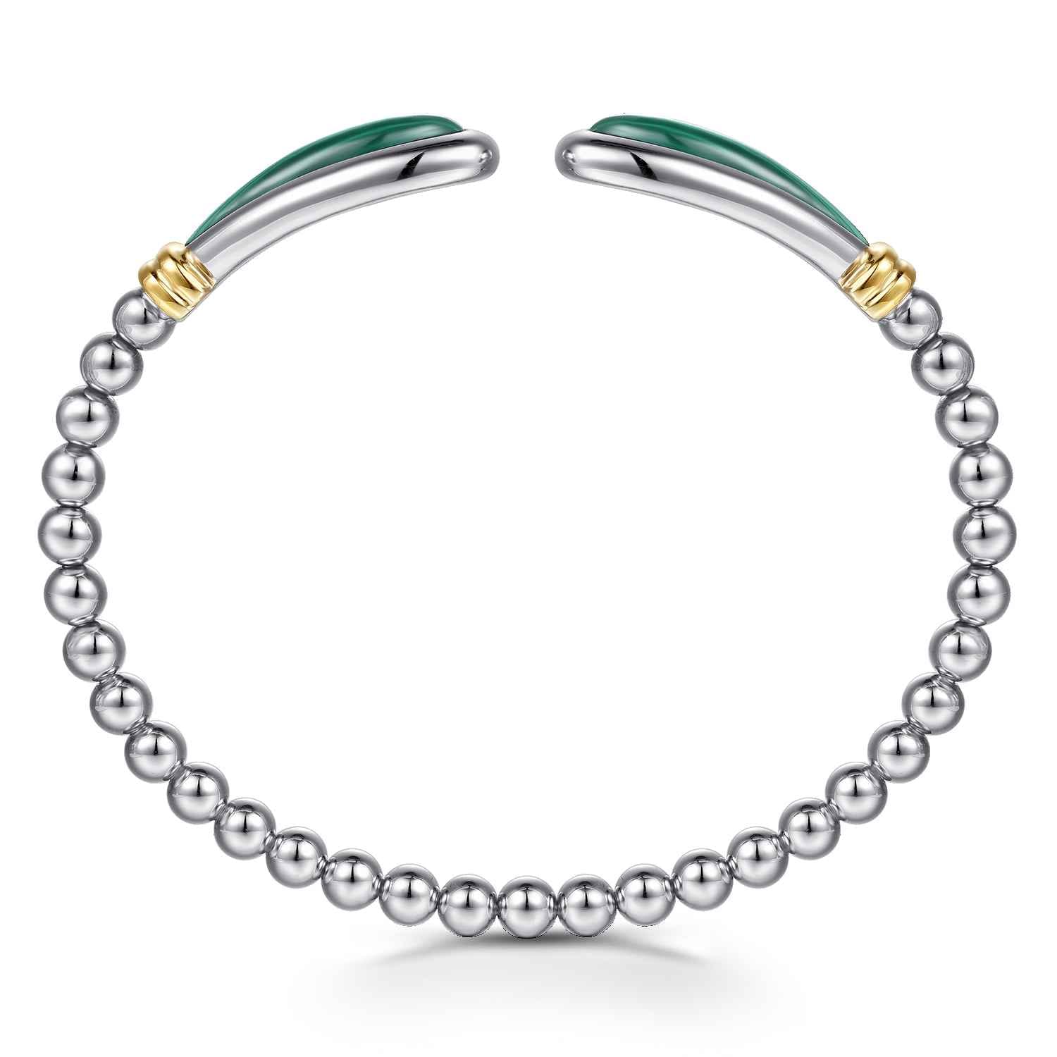 14K Yellow Gold and 925 Sterling Silver Bujukan Bangle with Malachite - Shot 3