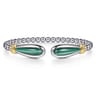 14K Yellow Gold and 925 Sterling Silver Bujukan Bangle with Malachite
