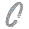 14K Yellow Gold and 925 Sterling Silver Bujukan Bangle with Pave Blue Topaz