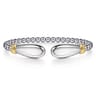 14K Yellow Gold and 925 Sterling Silver Bujukan Bangle with White Mother of Pearl