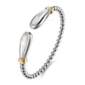 14K Yellow Gold and 925 Sterling Silver Bujukan Bangle with White Mother of Pearl
