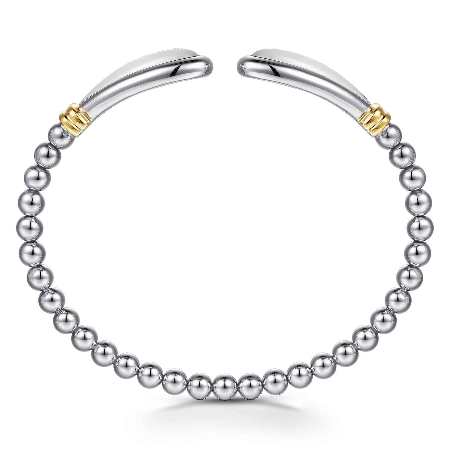 14K Yellow Gold and 925 Sterling Silver Bujukan Bangle with White Mother of Pearl - Shot 3